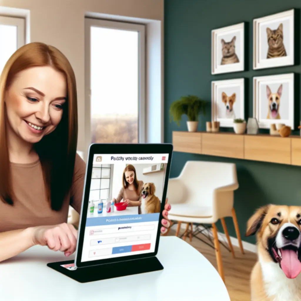 Właściciel zwierzęcia rezerwujący usługę na tablecie